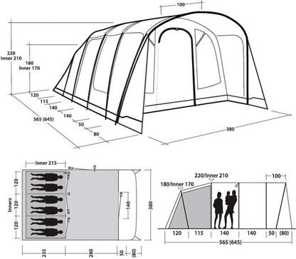 Tente Denver pour 6 personnes avec système d'éclairage Outwell et système de tiges PowerTec