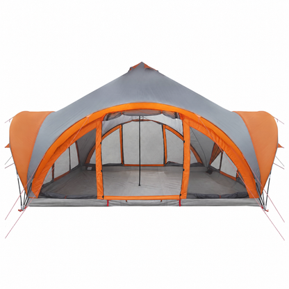 Tente Tipi de 18 personnes, gris et orange, polyester et acier de 25m²