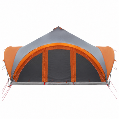 Tente Tipi de 18 personnes, gris et orange, polyester et acier de 25m²