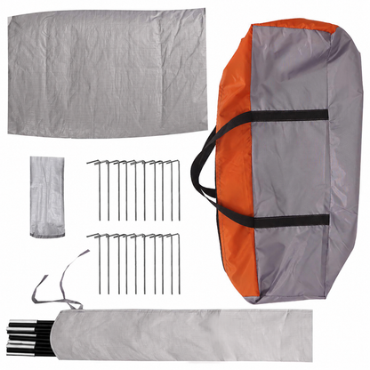 Tente Tipi de 18 personnes, gris et orange, polyester et acier de 25m²