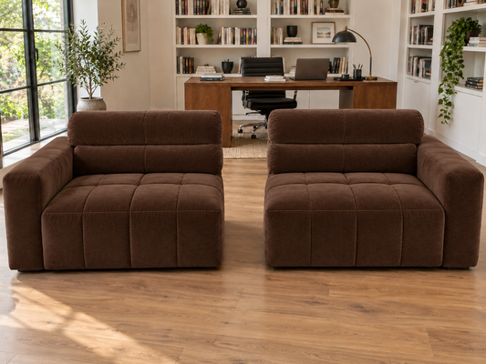 Canapé 2 places compressé – design arrondi et capitonnage vertical