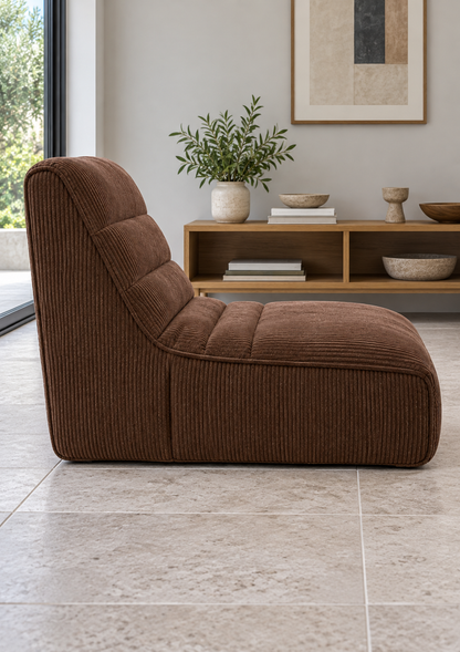 Fauteuil de relaxation compressé en tissu doux – Format compact
