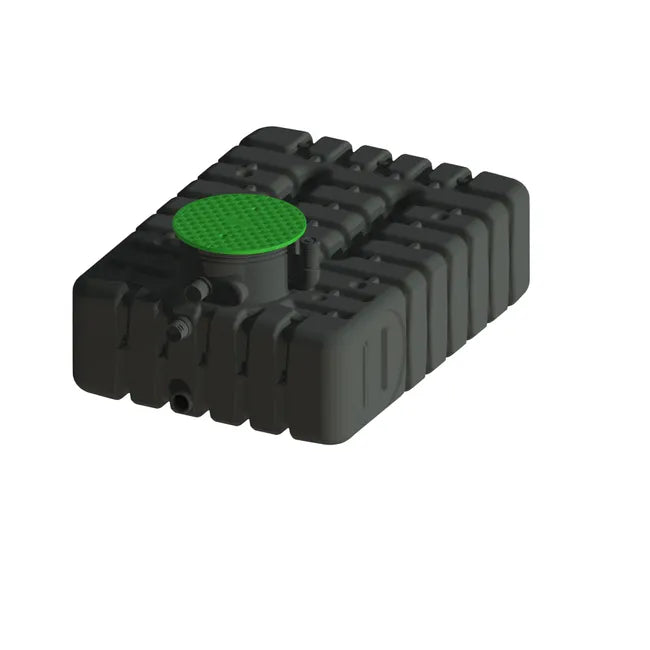 Réservoir d'eau de pluie en polyéthylène noir avec forme rectangulaire de 2500 L - résistant au gel