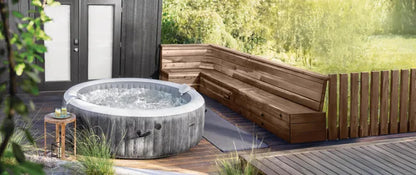 Spa gonflable rond d'extérieur, gris, 216 x 71 cm, pour 6 personnes, avec housse et Wi-Fi inclus