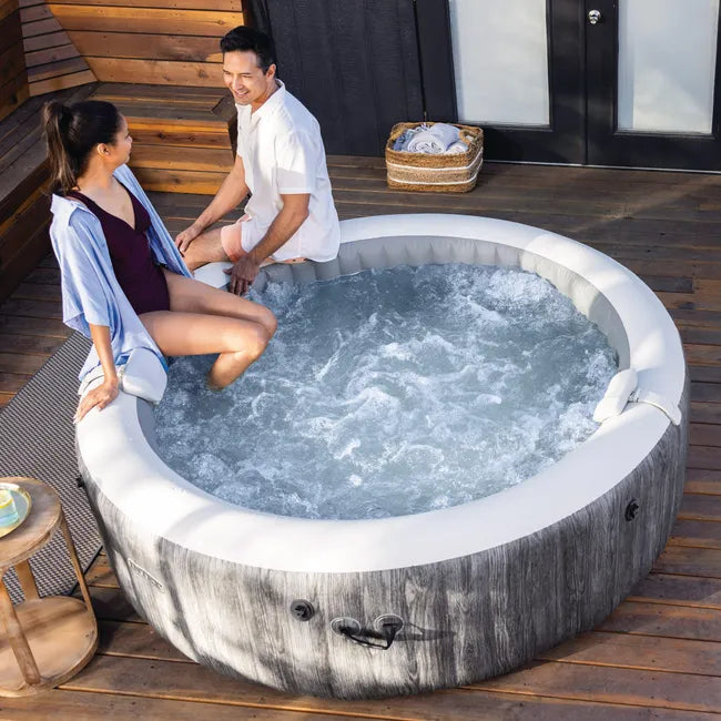 Spa gonflable rond d'extérieur, gris, 216 x 71 cm, pour 6 personnes, avec housse et Wi-Fi inclus