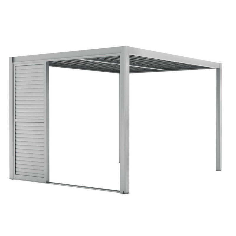 Paroi complète avec 3 panneaux coulissants à ouvertures de ventilation - gris clair