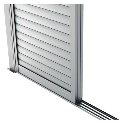 Paroi complète avec 3 panneaux coulissants à ouvertures de ventilation - gris clair