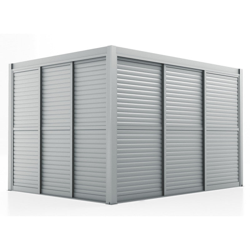 Paroi complète avec 3 panneaux coulissants à ouvertures de ventilation - gris clair