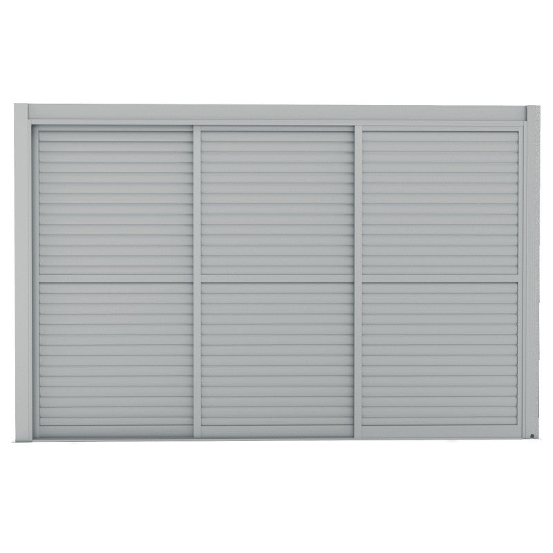 Paroi complète avec 3 panneaux coulissants à ouvertures de ventilation - gris clair