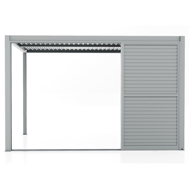 Paroi complète avec 3 panneaux coulissants à ouvertures de ventilation - gris clair