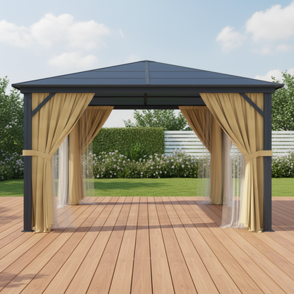 Pergola 360x360cm en aluminium anthracite et polycarbonate