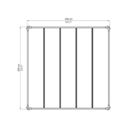 Pergola en aluminium et polycarbonate 309x309cm - facile et rapide à monter