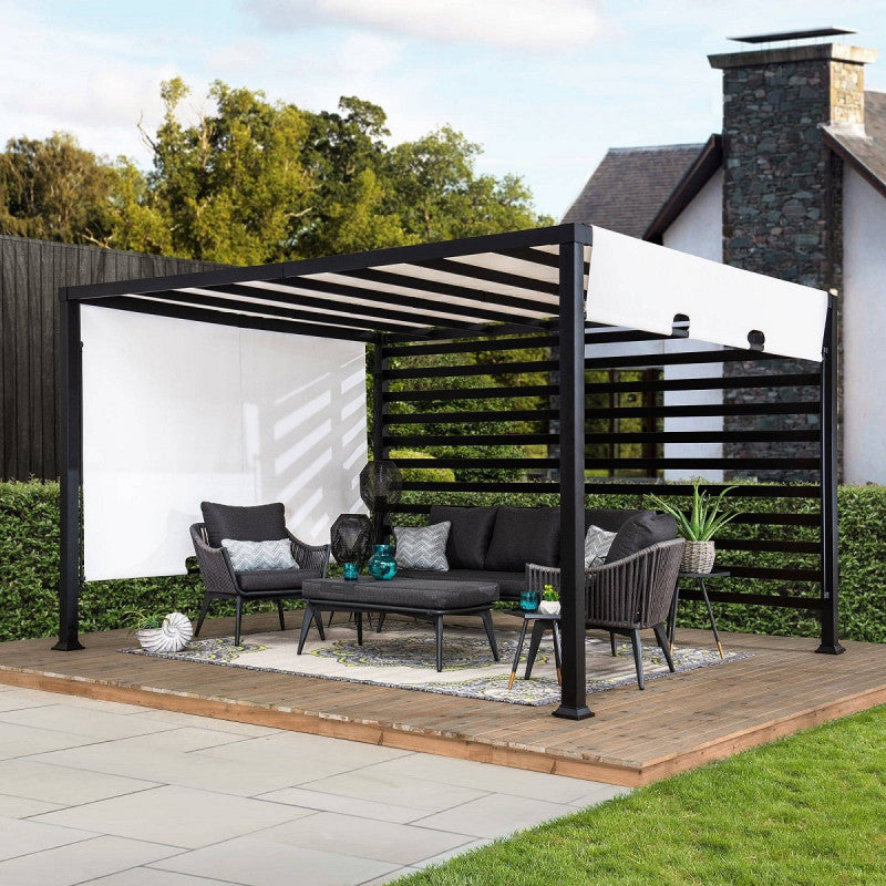 Pergola Oeta 304x372cm en acier thermolaqué noir