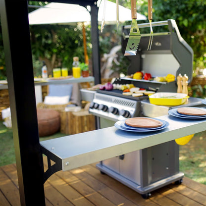 Pergola barbecue AUSTIN, 180 x 224 cm, en aluminium noir et polycarbonate gris