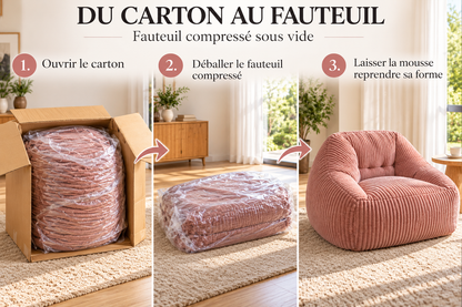 Fauteuil lounge en chenille ultra-douce – assise détente